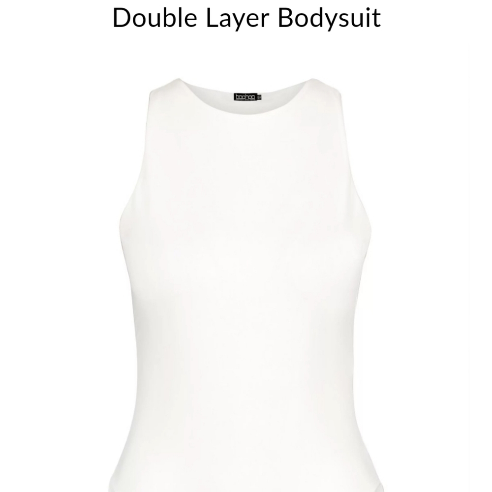 NWT Boohoo white  slinky double layer bodysuit